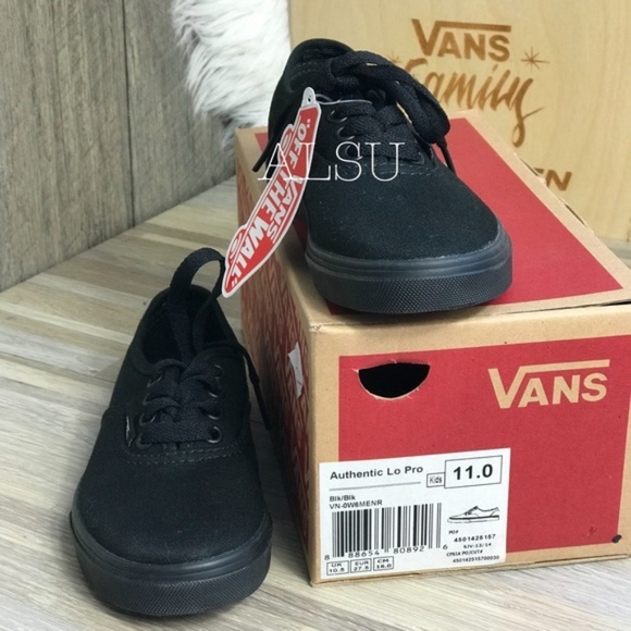 NWT VANS Authentic Lo Pro Black Black Kid’s - Picture 5 of 7